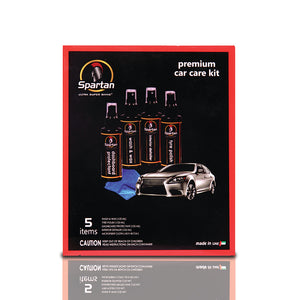 Spartan Kit 125ml Interior Detailer,Dash borad Polish,Wash & Wax, Tire Polish 125ml + Microfiber Towel, 1 x1 pc