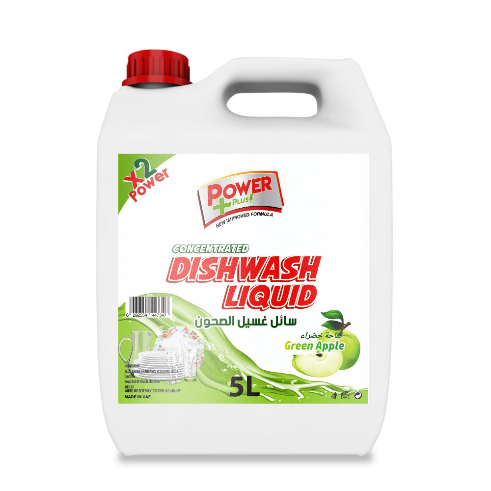 Dishwash Liquid, Green Apple, 5 LTR