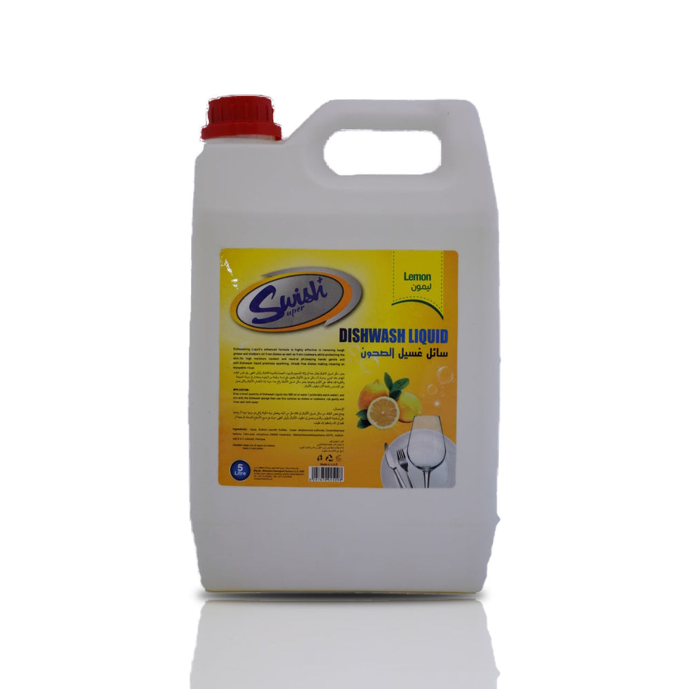 Dishwash Liquid, Lemon, 5 LTR, Swish+Super